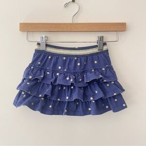 MINI BODEN VGUC Navy Tieted Ruffle Metallic Polka Dot Elastic Waist Skirt